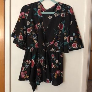 Black floral blouse